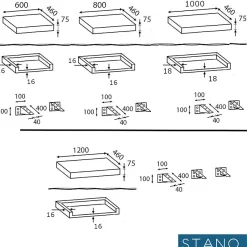 Stano Plan suspendu pour vasque TOP chêne 80 x 46 cm* Plan De Travail Salle De Bains