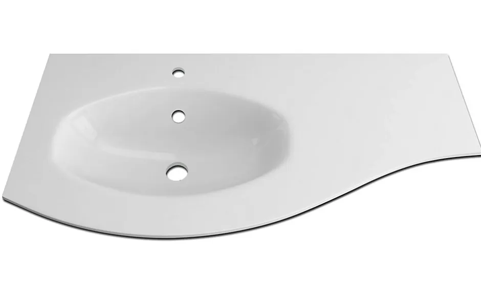 Plan vasque à gauche résine 104 cm Vague* Plan Simple Vasque