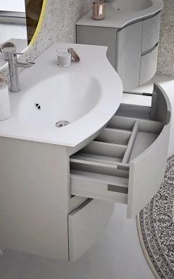 Plan vasque à gauche résine 104 cm Vague* Plan Simple Vasque