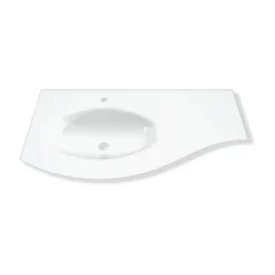 Plan vasque à gauche verre 104 cm Vague* Plan Simple Vasque