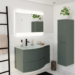 Plan vasque à gauche verre 104 cm Vague* Plan Simple Vasque