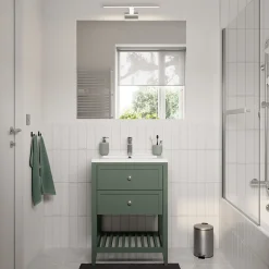 GoodHome Plan vasque blanc en céramique l.60 cm Nira