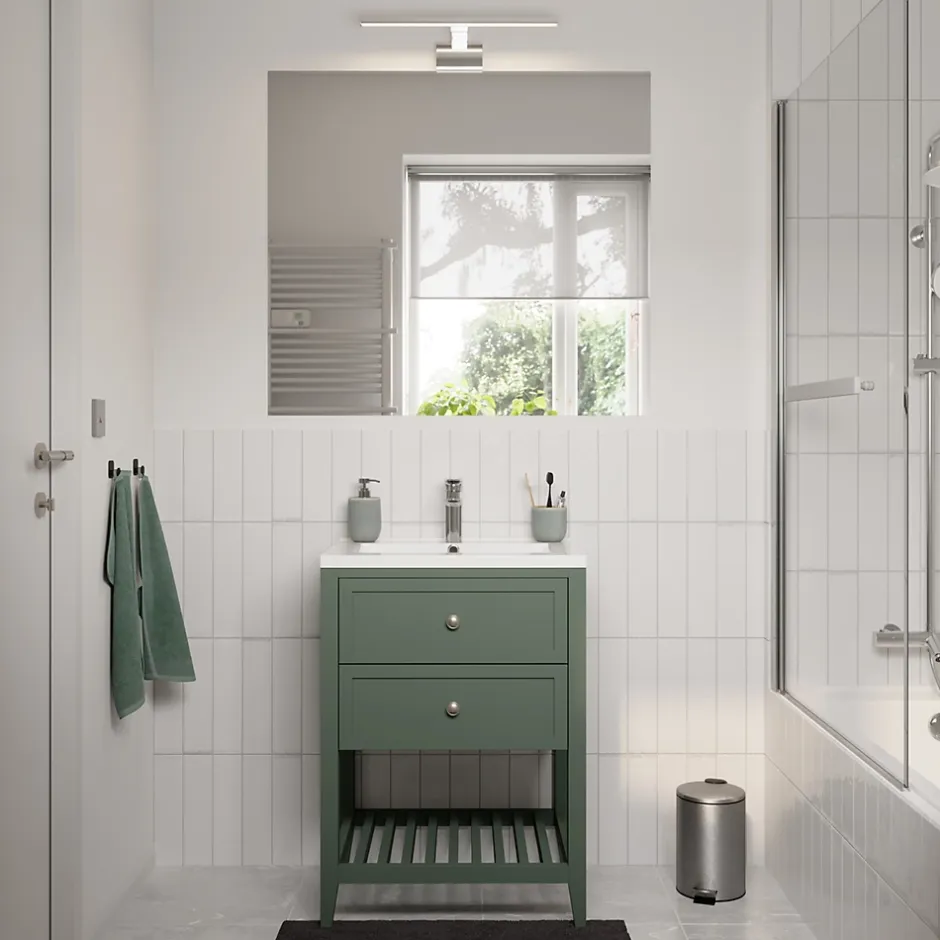 GoodHome Plan vasque blanc en céramique l.60 cm Nira