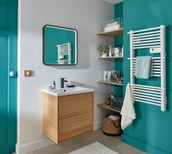 GoodHome Plan vasque blanc en céramique l.60 cm Nira