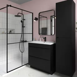 GoodHome Plan vasque blanc en céramique l.80 cm Nira* Plan Simple Vasque