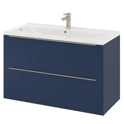 GoodHome Plan vasque blanc en céramique l.100 cm Nira* Plan Simple Vasque