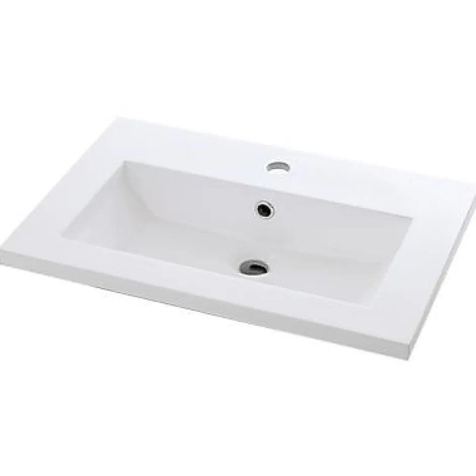 Plan vasque blanc en résine l.60 cm, Calao* Plan Simple Vasque