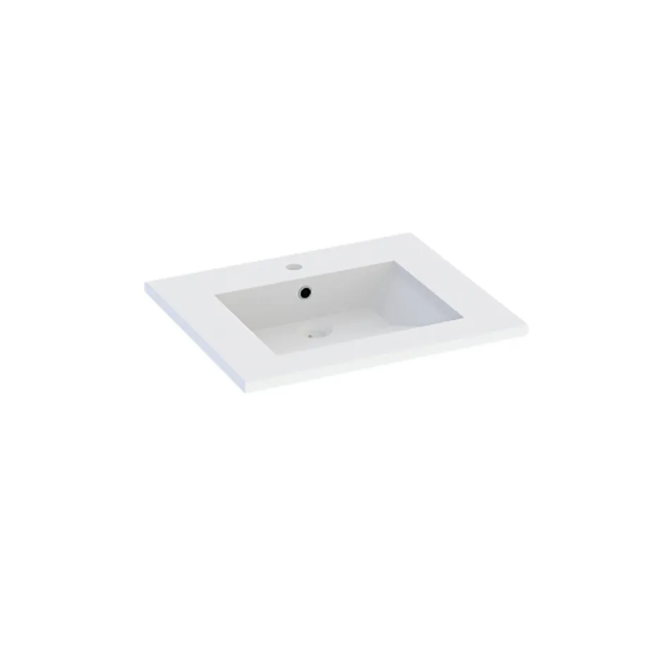 Plan vasque blanc en résine l.60 cm, Calao* Plan Simple Vasque