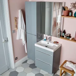 GoodHome Plan vasque blanc en résine l.60 cm Mila