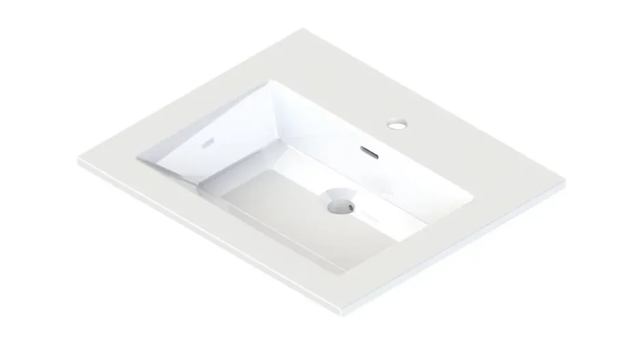 Plan vasque blanc en résine l.60 cm, Pamili