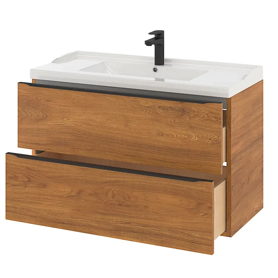 GoodHome Plan vasque blanc Lana 100 cm
