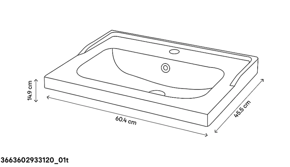 GoodHome Plan vasque blanc Lana 60 cm