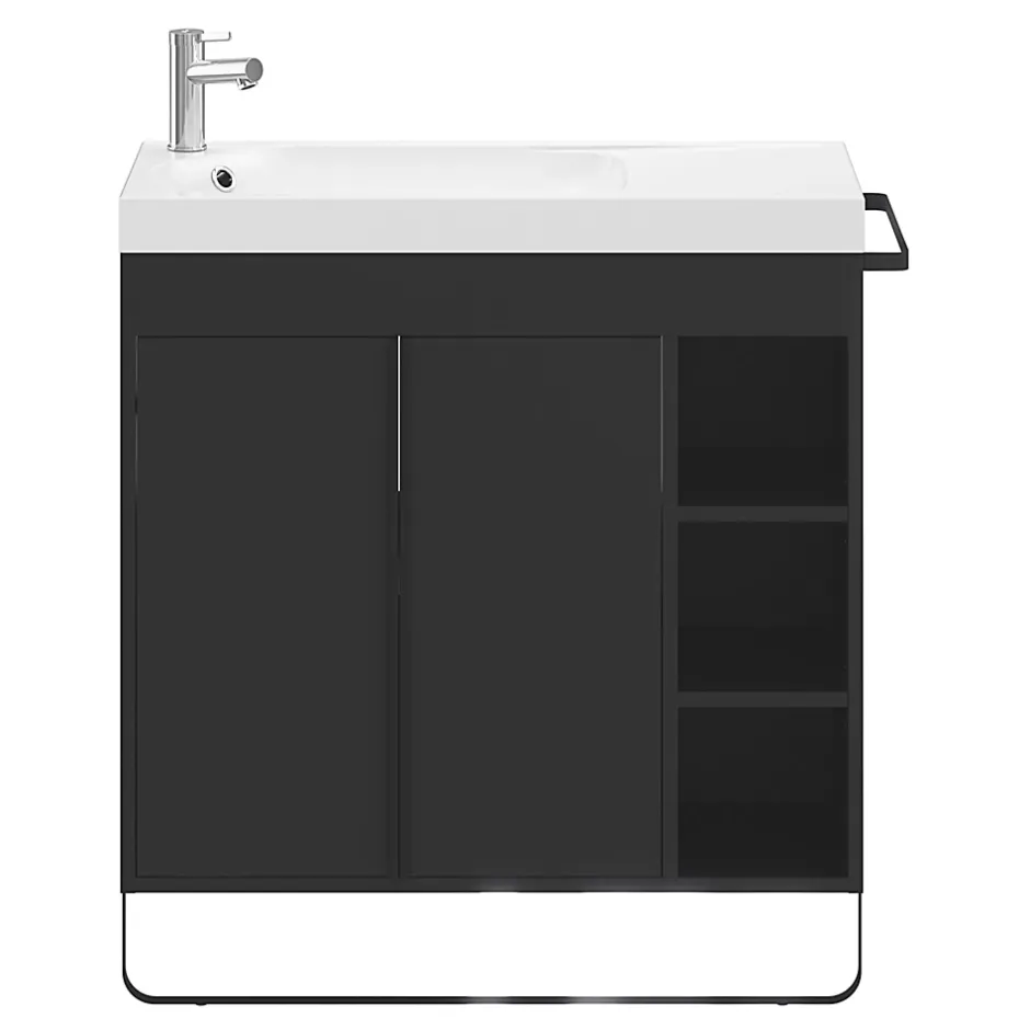GoodHome Plan vasque blanc satin en résine l.80,4 x P.36,2 cm, Maza* Plan Simple Vasque