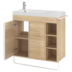 GoodHome Plan vasque blanc satin en résine l.80,4 x P.36,2 cm, Maza* Plan Simple Vasque