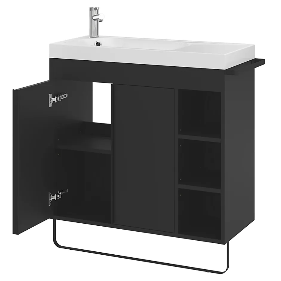 GoodHome Plan vasque blanc satin en résine l.80,4 x P.36,2 cm, Maza* Plan Simple Vasque