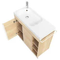 GoodHome Plan vasque blanc satin en résine l.80,4 x P.36,2 cm, Maza* Plan Simple Vasque