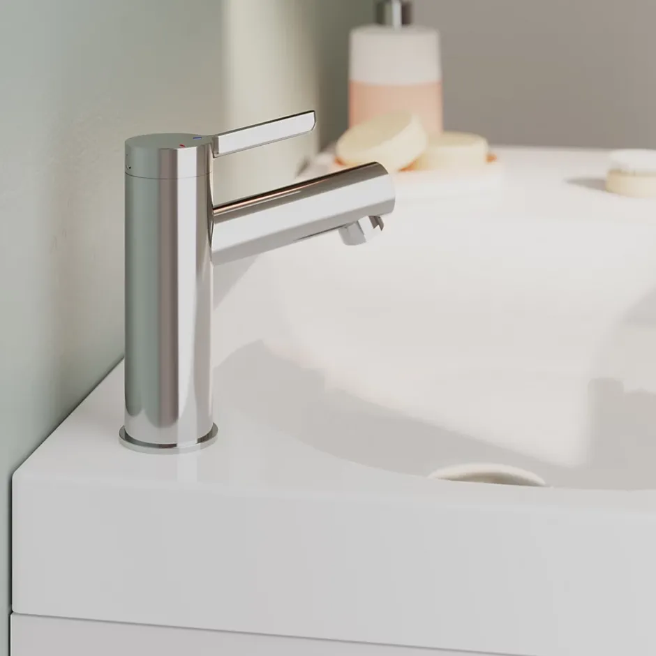 GoodHome Plan vasque blanc satin en résine l.80,4 x P.36,2 cm, Maza* Plan Simple Vasque