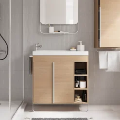 GoodHome Plan vasque blanc satin en résine l.80,4 x P.36,2 cm, Maza* Plan Simple Vasque