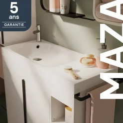 GoodHome Plan vasque blanc satin en résine l.80,4 x P.36,2 cm, Maza* Plan Simple Vasque