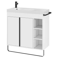 GoodHome Plan vasque blanc satin en résine l.80,4 x P.36,2 cm, Maza* Plan Simple Vasque