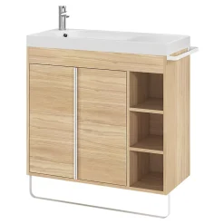 GoodHome Plan vasque blanc satin en résine l.80,4 x P.36,2 cm, Maza* Plan Simple Vasque