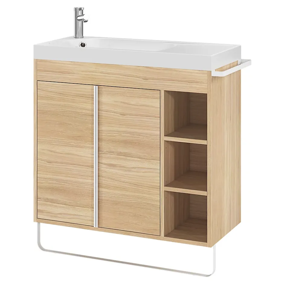 GoodHome Plan vasque blanc satin en résine l.80,4 x P.36,2 cm, Maza* Plan Simple Vasque