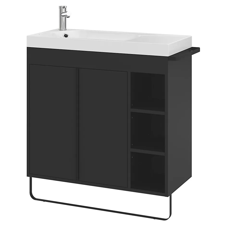 GoodHome Plan vasque blanc satin en résine l.80,4 x P.36,2 cm, Maza* Plan Simple Vasque