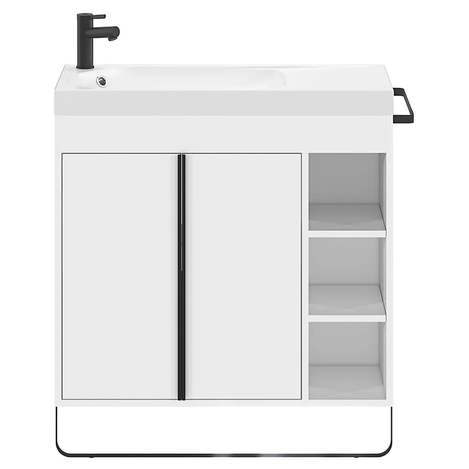 GoodHome Plan vasque blanc satin en résine l.80,4 x P.36,2 cm, Maza* Plan Simple Vasque