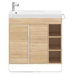 GoodHome Plan vasque blanc satin en résine l.80,4 x P.36,2 cm, Maza* Plan Simple Vasque