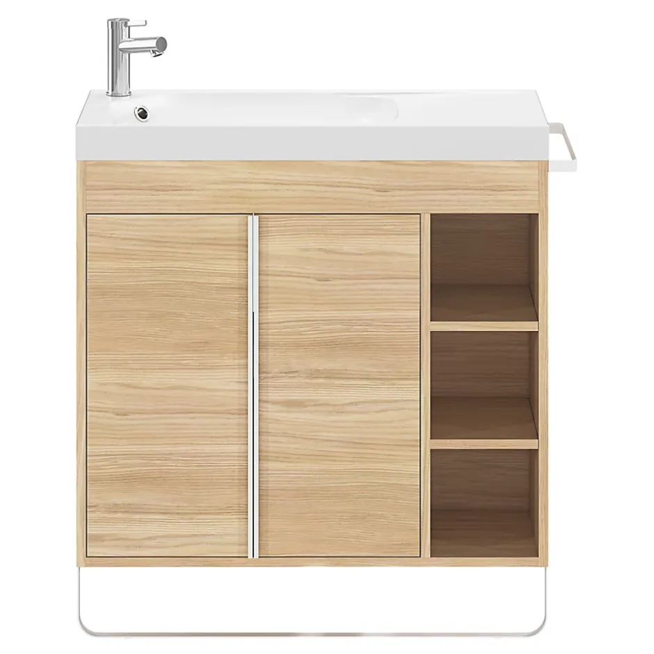 GoodHome Plan vasque blanc satin en résine l.80,4 x P.36,2 cm, Maza* Plan Simple Vasque