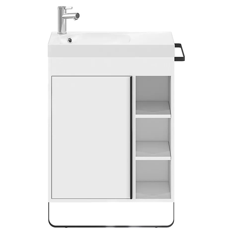 GoodHome Plan vasque blanc satin en résine l.60,4 x P.36,2 cm, Maza