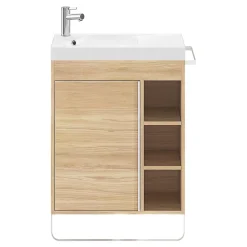 GoodHome Plan vasque blanc satin en résine l.60,4 x P.36,2 cm, Maza