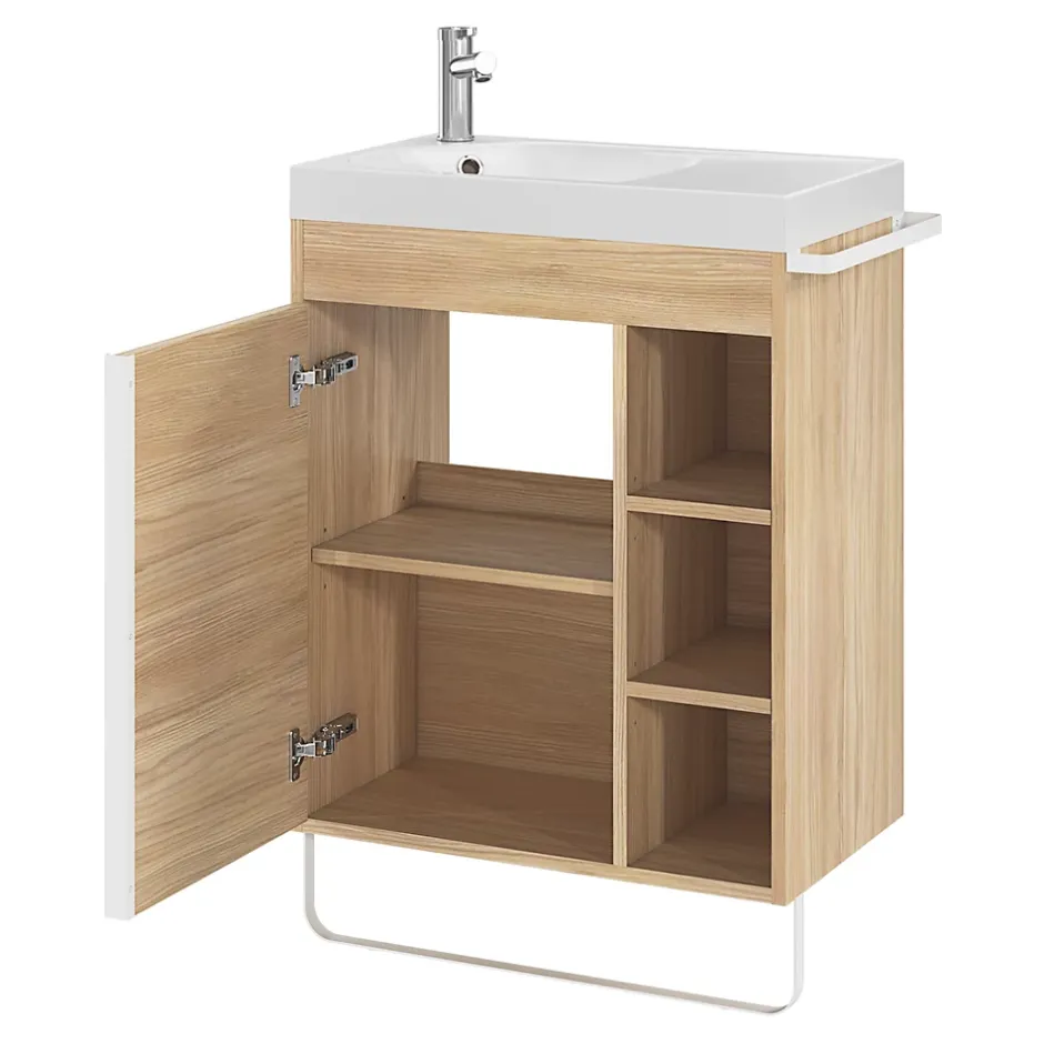 GoodHome Plan vasque blanc satin en résine l.60,4 x P.36,2 cm, Maza