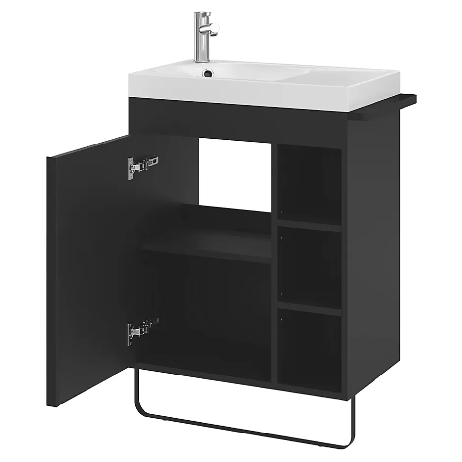 GoodHome Plan vasque blanc satin en résine l.60,4 x P.36,2 cm, Maza
