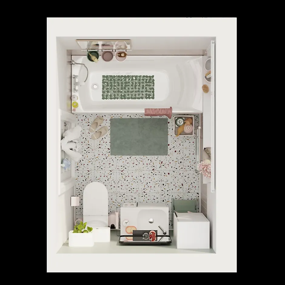 GoodHome Plan vasque blanc satin en résine l.60,4 x P.36,2 cm, Maza