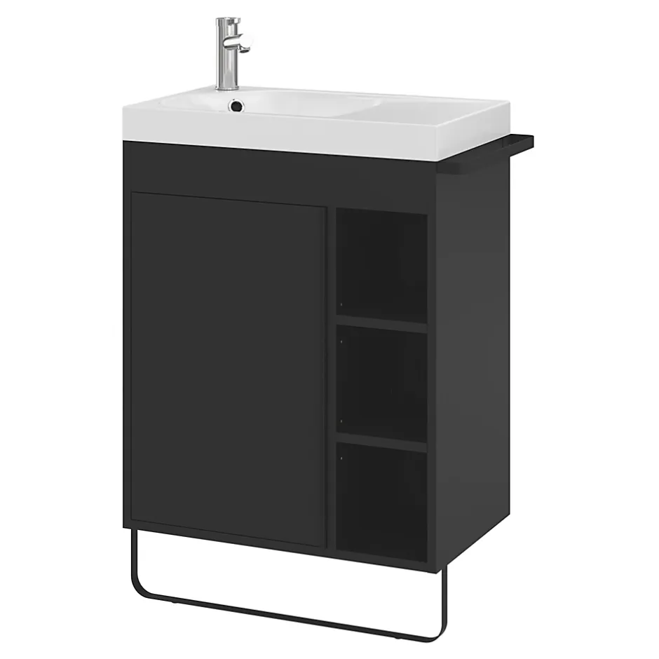 GoodHome Plan vasque blanc satin en résine l.60,4 x P.36,2 cm, Maza