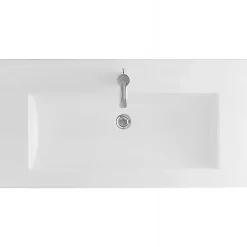 Sanindusa Plan vasque céramique traditionnelle Palm 100 blanc a poser sur plan ou meuble* Plan Simple Vasque
