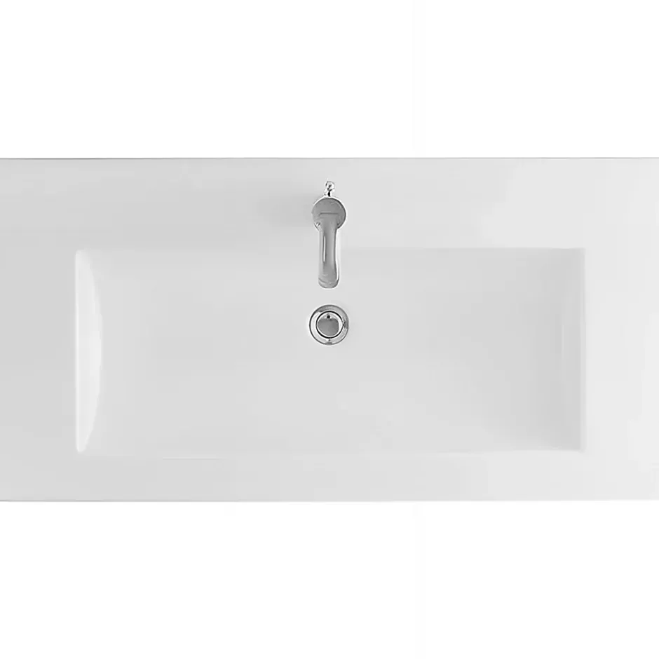 Sanindusa Plan vasque céramique traditionnelle Palm 100 blanc a poser sur plan ou meuble* Plan Simple Vasque
