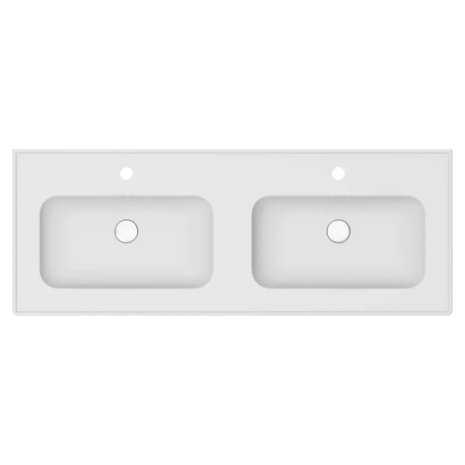 GoodHome Plan vasque double blanc en céramique l.120 cm, Endell