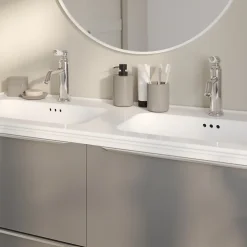 GoodHome Plan vasque double blanc en céramique l.120 cm, Endell