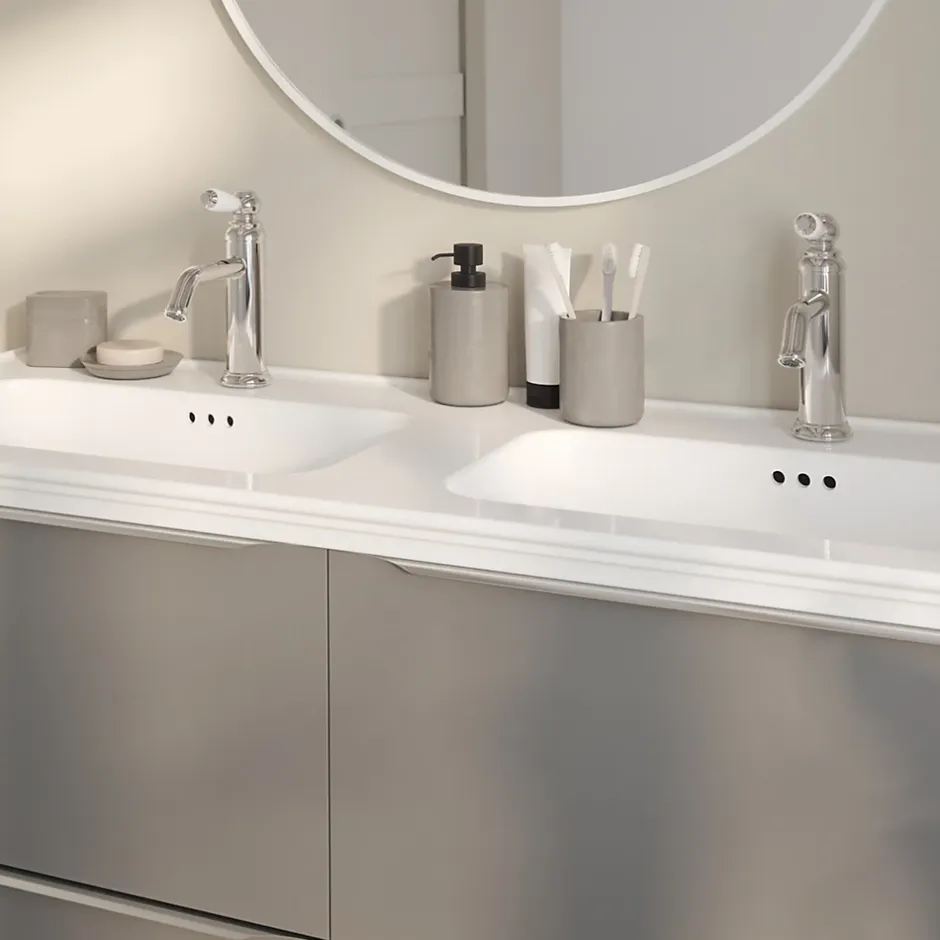 GoodHome Plan vasque double blanc en céramique l.120 cm, Endell