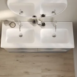 GoodHome Plan vasque double blanc en céramique l.120 cm, Endell