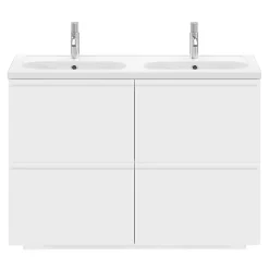 GoodHome Plan vasque double l.120,6 x H.12,3 x P.45,2 cm, en céramique blanche, levanna* Plan Double Vasque
