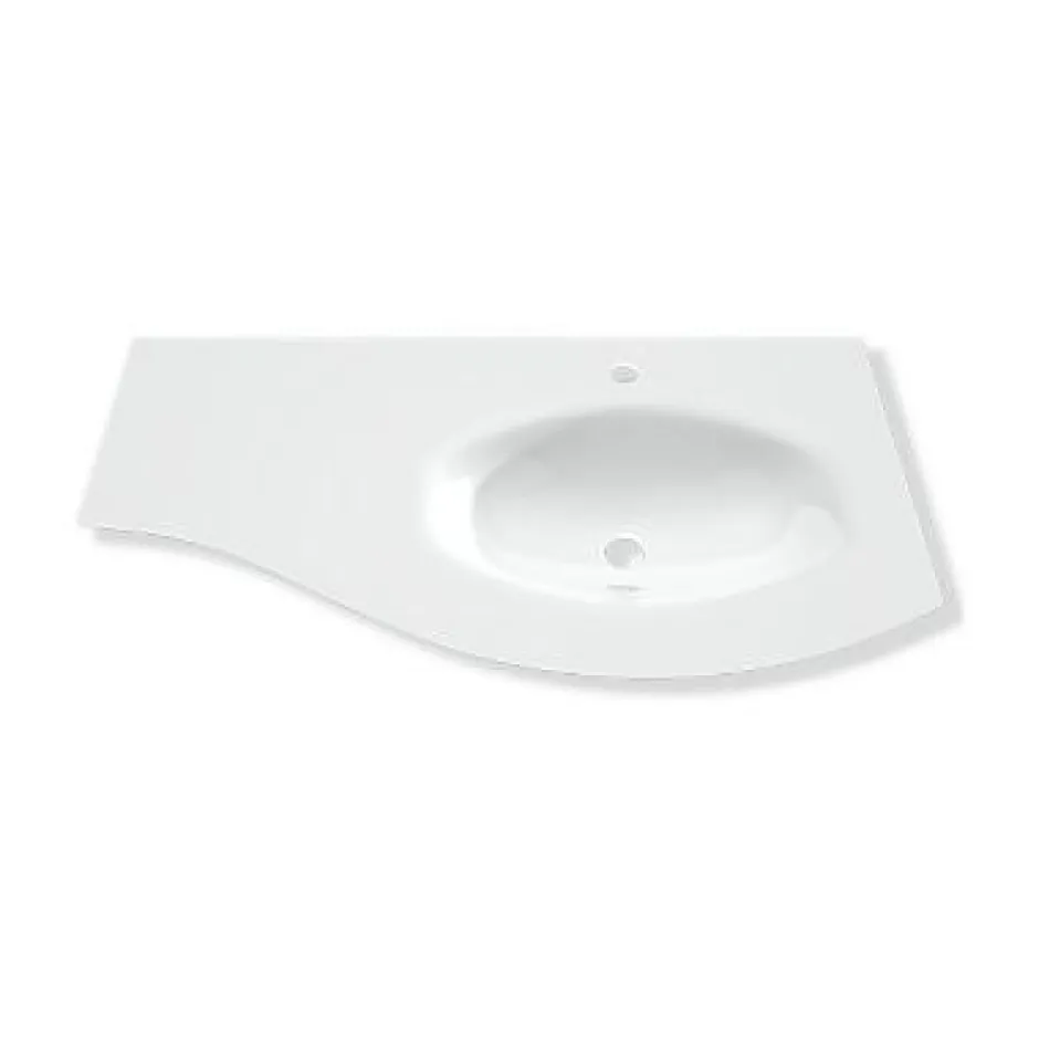 Plan vasque droit en verre l.104 cm, Vague* Plan Simple Vasque