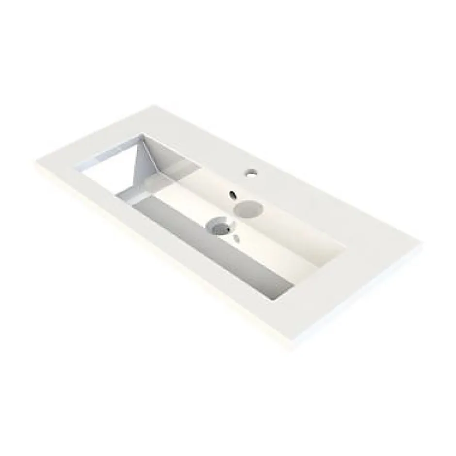 Cooke & Lewis Plan vasque faible profondeur l.90 cm blanc en résine, Calao* Plan Simple Vasque