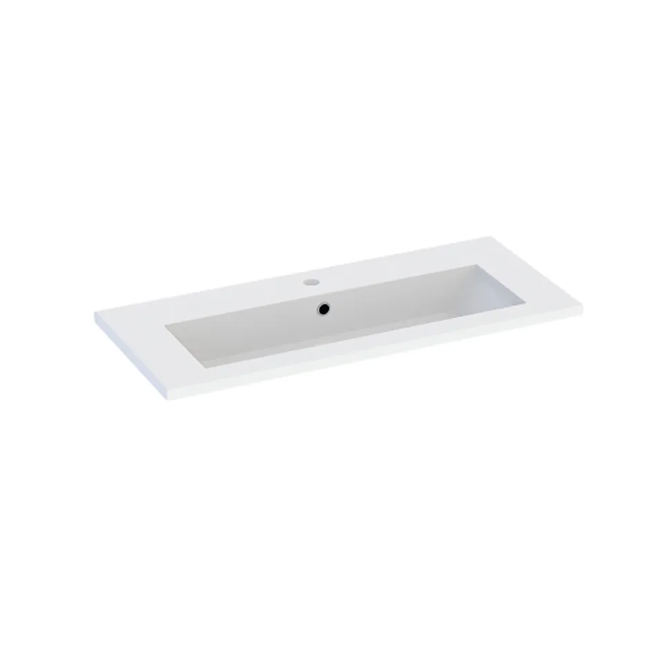 Cooke & Lewis Plan vasque faible profondeur l.90 cm blanc en résine, Calao* Plan Simple Vasque
