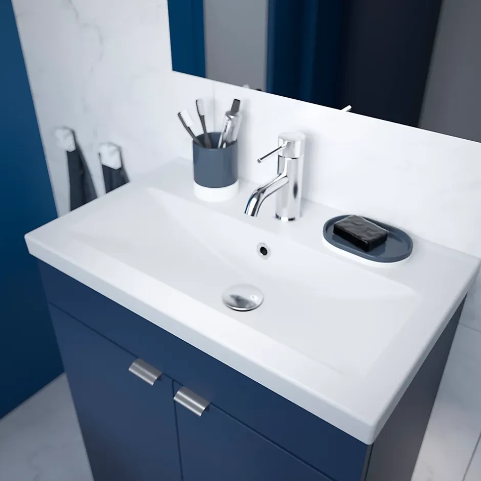 GoodHome Plan vasque faible profondeur blanc Nira 60 cm* Plan Simple Vasque