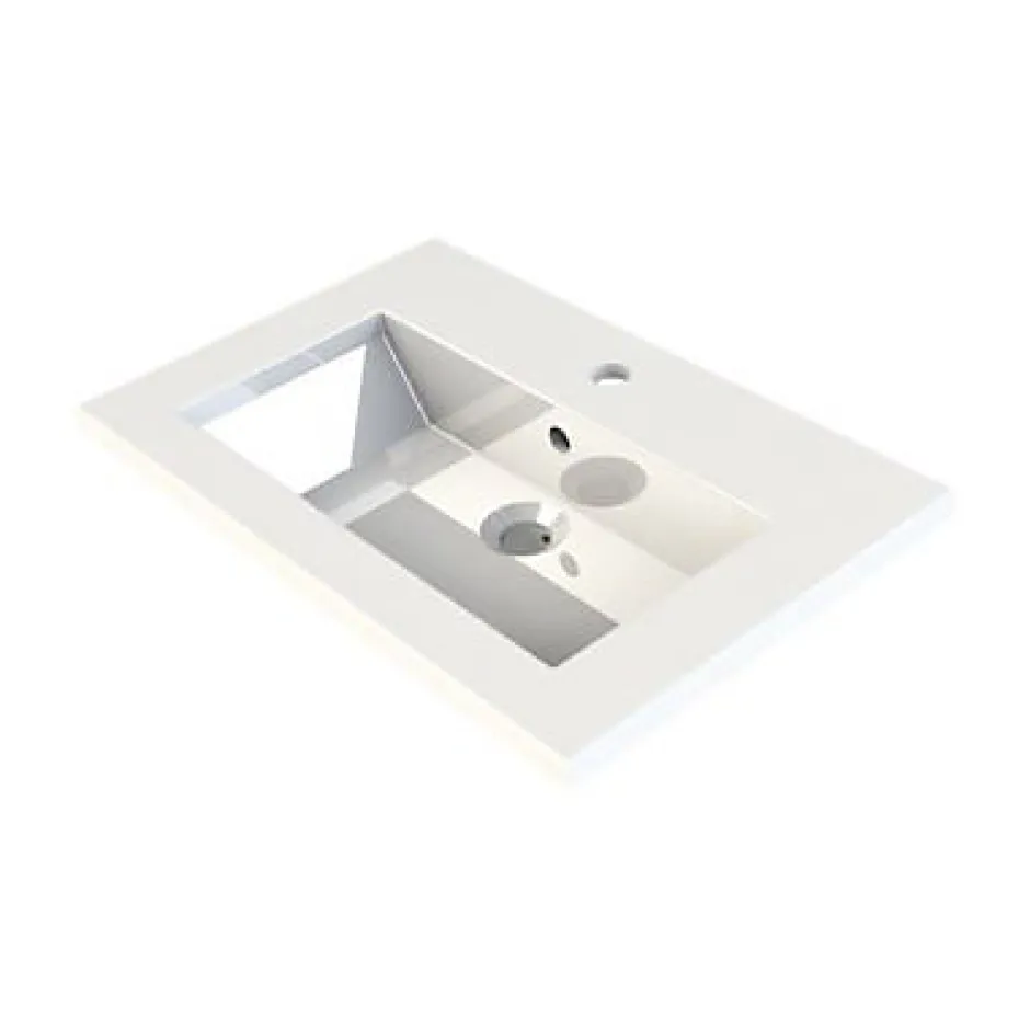 Cooke & Lewis Plan vasque faible profondeur l.60 cm blanc en résine, Calao
