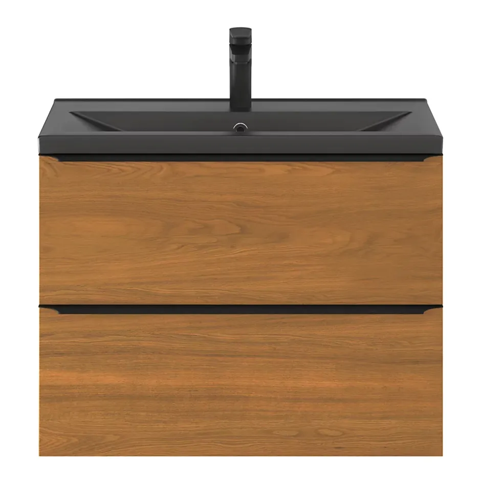 GoodHome Plan vasque faible profondeur noir Nira 80 cm* Plan Simple Vasque