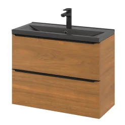 GoodHome Plan vasque faible profondeur noir Nira 80 cm* Plan Simple Vasque